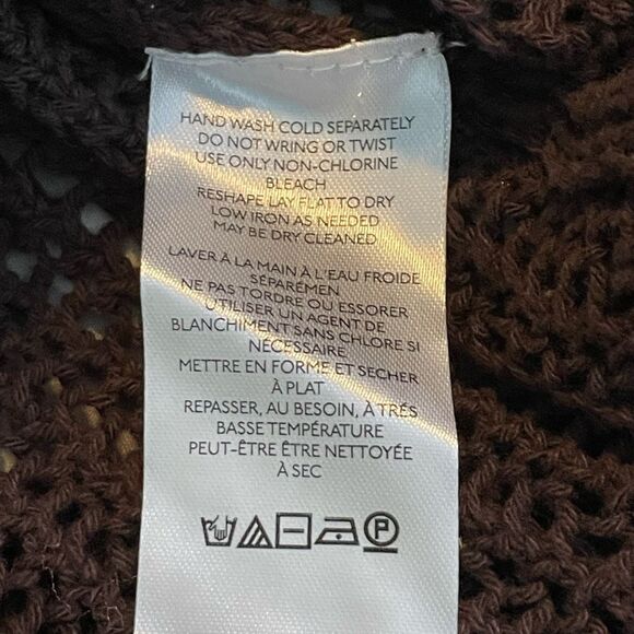 BDG Beach Cardigan Chocolate Brown Open Knit Button Front Long Sleeve M - Picture 5 of 6